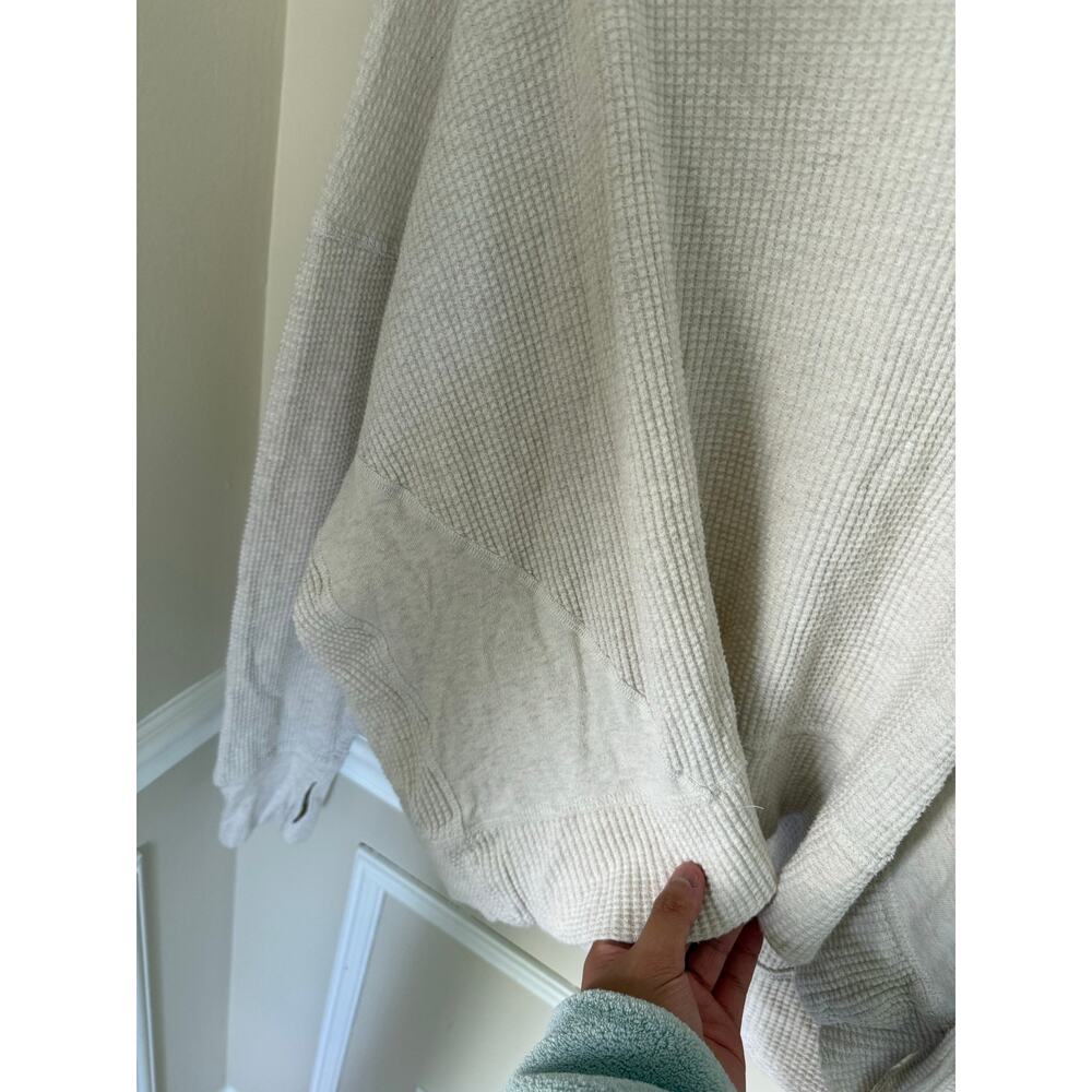 OFFLINE by Aerie Wow! Waffle Knit Pullover Beige Long-Sleeve Lounge Casual- Sz L - Picture 7 of 11